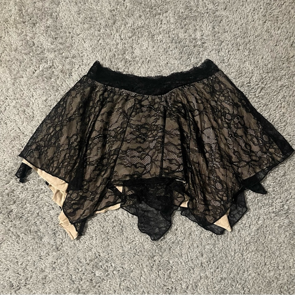 Stop Me Handkerchief Lace Mini Skirt